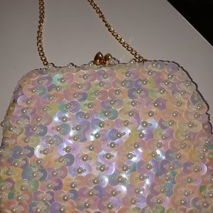 White Paillette Purse